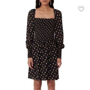 Maje Smocked Floral Print Dress